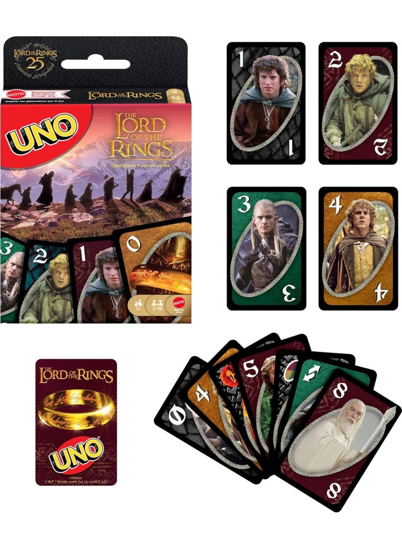 Mattel Games UNO The Lord of The Rings Card Game for Kids, Adults & Families, Travel & Camping, Inspired by The Movies - Image 1